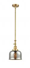  206-SG-G78 - Bell - 1 Light - 8 inch - Satin Gold - Stem Hung - Mini Pendant