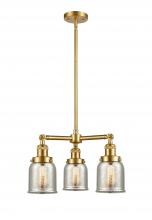  207-SG-G58 - Bell - 3 Light - 19 inch - Satin Gold - Stem Hung - Chandelier