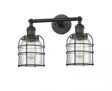  208-BK-G52-CE - Bell Cage - 2 Light - 16 inch - Matte Black - Bath Vanity Light