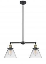  209-BAB-G42 - Cone - 2 Light - 21 inch - Black Antique Brass - Stem Hung - Island Light