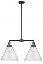  209-BAB-G44-L - Cone - 2 Light - 21 inch - Black Antique Brass - Stem Hung - Island Light