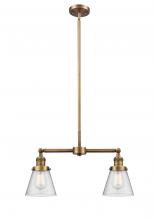  209-BB-G64 - Cone - 2 Light - 21 inch - Brushed Brass - Stem Hung - Island Light