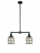  209-BK-G58-CE - Bell Cage - 2 Light - 21 inch - Matte Black - Stem Hung - Island Light