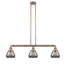 Innovations Lighting 213-AC-G173 - Fulton - 3 Light - 39 inch - Antique Copper - Stem Hung - Island Light