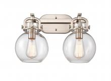  410-2W-SN-7CL - Newton Sphere - 2 Light - 17 inch - Brushed Satin Nickel - Bath Vanity Light