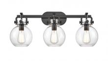  410-3W-BK-7CL - Newton Sphere - 3 Light - 27 inch - Matte Black - Bath Vanity Light