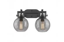  411-2W-BK-G410-7SM - Newton Sphere - 2 Light - 17 inch - Matte Black - Bath Vanity Light