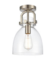 Innovations Lighting 412-1F-SN-8CL - Newton Bell - 1 Light - 8 inch - Brushed Satin Nickel - Flush Mount