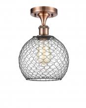  516-1C-AC-G122-8CBK - Farmhouse Chicken Wire - 1 Light - 8 inch - Antique Copper - Semi-Flush Mount