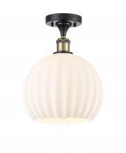 Innovations Lighting 516-1C-BAB-G1217-10WV - White Venetian - 1 Light - 10 inch - Black Antique Brass - Semi-Flush Mount