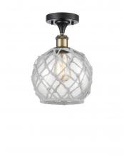 Innovations Lighting 516-1C-BAB-G122-8RW - Farmhouse Rope - 1 Light - 8 inch - Black Antique Brass - Semi-Flush Mount