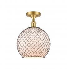  516-1C-SG-G121-10CBK - Farmhouse Chicken Wire - 1 Light - 10 inch - Satin Gold - Semi-Flush Mount