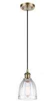  516-1P-AB-G442 - Brookfield - 1 Light - 6 inch - Antique Brass - Cord hung - Mini Pendant