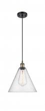 Innovations Lighting 516-1P-BAB-GBC-124 - Berkshire - 1 Light - 12 inch - Black Antique Brass - Cord hung - Mini Pendant