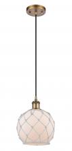 Innovations Lighting 516-1P-BB-G121-8RW - Farmhouse Rope - 1 Light - 8 inch - Brushed Brass - Cord hung - Mini Pendant