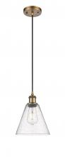 Innovations Lighting 516-1P-BB-GBC-84 - Berkshire - 1 Light - 8 inch - Brushed Brass - Cord hung - Mini Pendant