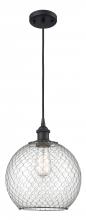  516-1P-BK-G122-10CBK - Farmhouse Chicken Wire - 1 Light - 10 inch - Matte Black - Cord hung - Mini Pendant