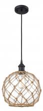 Innovations Lighting 516-1P-BK-G122-10RB - Farmhouse Rope - 1 Light - 10 inch - Matte Black - Cord hung - Mini Pendant