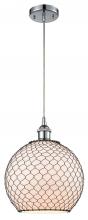  516-1P-PC-G121-10CBK - Farmhouse Chicken Wire - 1 Light - 10 inch - Polished Chrome - Cord hung - Mini Pendant