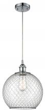  516-1P-PC-G122-10CBK - Farmhouse Chicken Wire - 1 Light - 10 inch - Polished Chrome - Cord hung - Mini Pendant