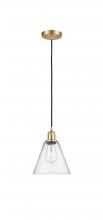 Innovations Lighting 516-1P-SG-GBC-84 - Berkshire - 1 Light - 8 inch - Satin Gold - Cord hung - Mini Pendant