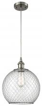  516-1P-SN-G122-10CBK - Farmhouse Chicken Wire - 1 Light - 10 inch - Brushed Satin Nickel - Cord hung - Mini Pendant