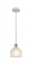  516-1P-WPC-G411 - Dayton - 1 Light - 6 inch - White Polished Chrome - Cord hung - Mini Pendant