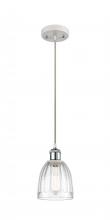  516-1P-WPC-G442 - Brookfield - 1 Light - 6 inch - White Polished Chrome - Cord hung - Mini Pendant