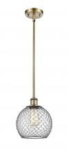  516-1S-AB-G122-8CBK - Farmhouse Chicken Wire - 1 Light - 8 inch - Antique Brass - Mini Pendant