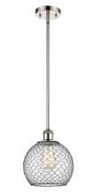  516-1S-PN-G122-8CBK - Farmhouse Chicken Wire - 1 Light - 8 inch - Polished Nickel - Mini Pendant