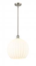  516-1S-SN-G1217-14WV - White Venetian - 1 Light - 14 inch - Brushed Satin Nickel - Pendant