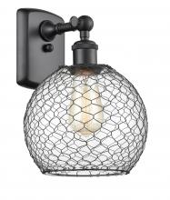  516-1W-BK-G122-8CBK - Farmhouse Chicken Wire - 1 Light - 8 inch - Matte Black - Sconce