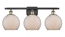  516-3W-BAB-G121-8CBK - Farmhouse Chicken Wire - 3 Light - 28 inch - Black Antique Brass - Bath Vanity Light