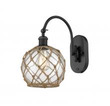  518-1W-BK-G122-8RB - Farmhouse Rope - 1 Light - 8 inch - Matte Black - Sconce