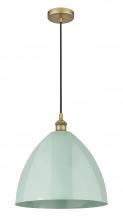 Innovations Lighting 616-1P-BB-MBD-16-SF-LED - Plymouth - 1 Light - 16 inch - Brushed Brass - Cord hung - Mini Pendant