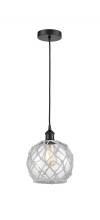  616-1P-BK-G122-8RW - Farmhouse Rope - 1 Light - 8 inch - Matte Black - Cord hung - Mini Pendant