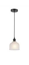  616-1P-BK-G411 - Dayton - 1 Light - 6 inch - Matte Black - Cord hung - Mini Pendant