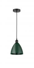 Innovations Lighting 616-1P-BK-MBD-75-GR - Plymouth - 1 Light - 8 inch - Matte Black - Cord hung - Mini Pendant