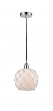  616-1P-PC-G121-8RW - Farmhouse Rope - 1 Light - 8 inch - Polished Chrome - Cord hung - Mini Pendant