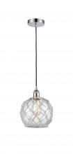  616-1P-PC-G122-8RW - Farmhouse Rope - 1 Light - 8 inch - Polished Chrome - Cord hung - Mini Pendant