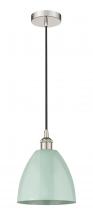 Innovations Lighting 616-1P-PN-MBD-9-SF-LED - Plymouth - 1 Light - 9 inch - Polished Nickel - Cord hung - Mini Pendant