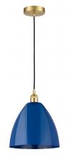 Innovations Lighting 616-1P-SG-MBD-12-BL - Plymouth - 1 Light - 12 inch - Satin Gold - Cord hung - Mini Pendant