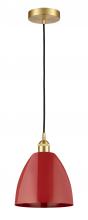 Innovations Lighting 616-1P-SG-MBD-9-RD-LED - Plymouth - 1 Light - 9 inch - Satin Gold - Cord hung - Mini Pendant