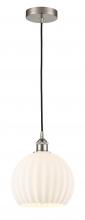  616-1P-SN-G1217-10WV - White Venetian - 1 Light - 10 inch - Brushed Satin Nickel - Cord Hung - Mini Pendant