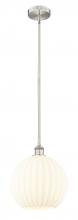  616-1S-SN-G1217-12WV - White Venetian - 1 Light - 12 inch - Brushed Satin Nickel - Stem Hung - Mini Pendant