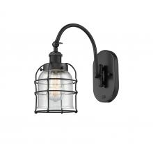  918-1W-BK-G54-CE - Bell Cage - 1 Light - 6 inch - Matte Black - Sconce