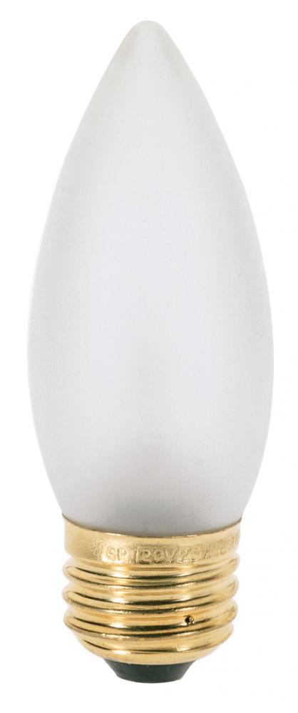 25 Watt B11 Incandescent; Frost; 2500 Average rated hours; 200 Lumens; Medium base; 130 Volt