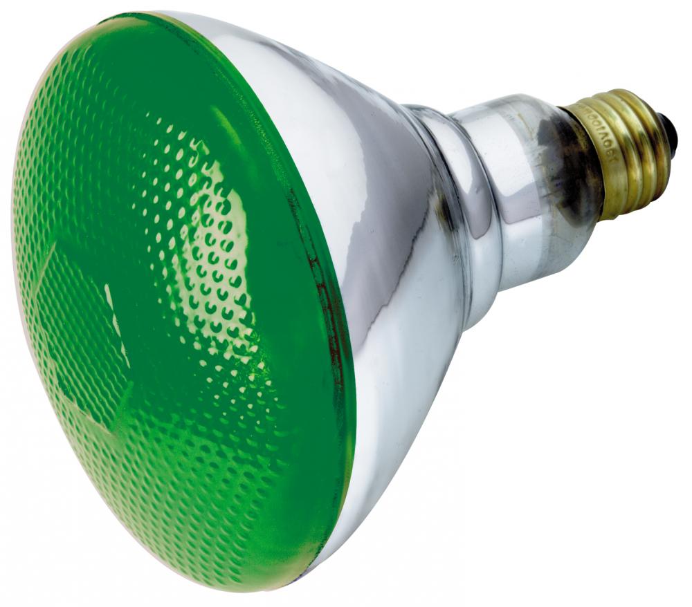 100 Watt BR38 Incandescent; Green; 2000 Average rated hours; Medium base; 230 Volt