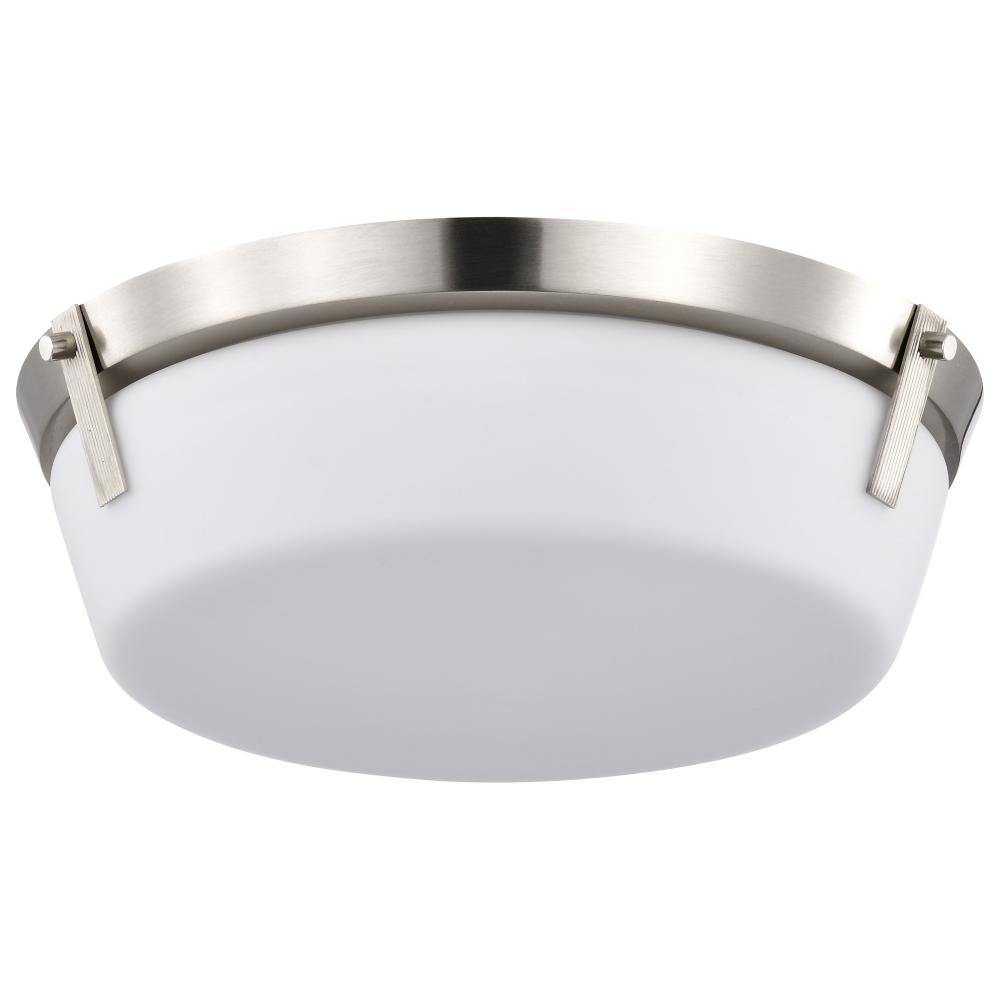 Rowen 3 Light Flush Mount; Brushed Nickel Finish; Etched White Glass