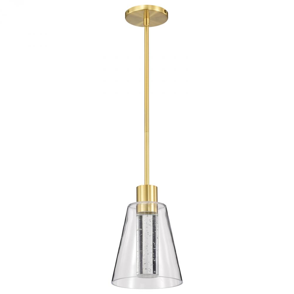 Aura; 7 Inch LED Pendant; Brushed Brass; K9 Bubble Crystal; 3000K CCT